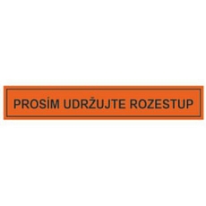 Prosím udržujte rozestup, podlahová páska, 100 x 600 x 0,3 mm, oranžová