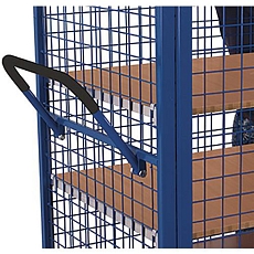 Vysoký klecový vozík s křídlovými dveřmi, 5 polic, do 500 kg, 131,5 x 83 x 181 cm, modrý