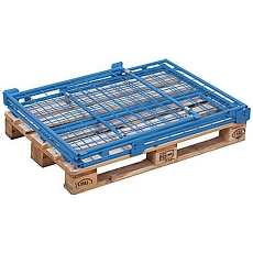 Paletový nástavec se sklopnou stěnou typ 64, pletivový, modrý, 120 x 120 x 100 cm