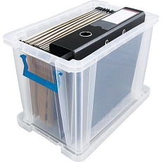 Plastové úložné boxy s víkem na klip, 24 l - Manutan Expert