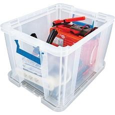 Plastové úložné boxy s víkem na klip, 36 l - Manutan Expert