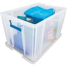 Plastové úložné boxy s víkem na klip, 85 l - Manutan Expert