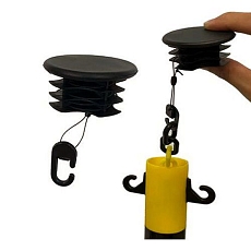 Plastové zahrazovací sloupky Manutan Expert s řetězem, 90 cm, 6 ks, černé/žluté