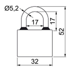 Litinový visací zámek, průměr třmene 5,3 mm, výška 17 mm