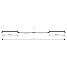 Dvoukřídlé posuvné dveře s teleskopickým vedením, cylindrický zámek, výška 224 cm, průchod 240 cm