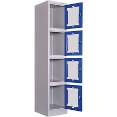 Montovaná šatní skříň Manutan Expert s prosklenými dveřmi, 4 boxy, cylindrický zámek