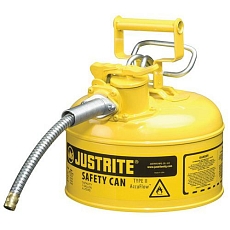 Bezpečnostní nádoba na hořlaviny Justrite AccuFlow s hadicí, typ II, červená, 9,5 l