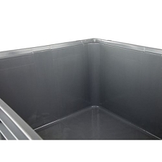 Paletový kontejner MaxiLog, 3 ližiny, 610 l, šedý