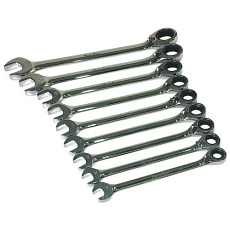 Sada očkoplochých klíčů s ráčnou Manutan Expert, 9 ks