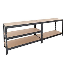 Kovový regál Rapid 3, 180 x 90 x 60 cm, 250 kg/police, 5 dřevovláknitých HDF polic, pozink - Manutan Expert