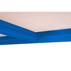 Kovový regál Rapid 3, 180 x 150 x 45 cm, 250 kg/police, 5 dřevovláknitých HDF polic, modrý - Manutan Expert