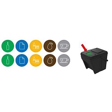 Sada 3 ks plastových odpadkových košů ECOset na tříděný odpad, objem 3 x 25 l