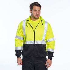 Reflexní mikina Hi-Vis na zip s kapucí, žlutá/černá, vel. L