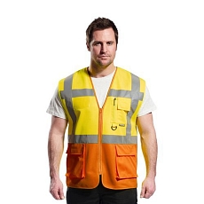 Reflexní manažerská vesta Prague Hi-Vis, žlutá/oranžová, vel. XXL