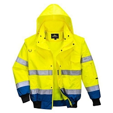 Reflexní nepromokavá bunda Bomber Contrast Hi-Vis, žlutá/modrá, vel. L