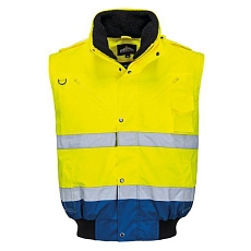 Reflexní nepromokavá bunda Bomber Contrast Hi-Vis, žlutá/modrá, vel. L