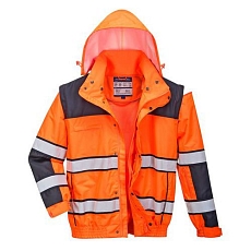 Reflexní nepromokavá bunda Bomber Classic Hi-Vis, oranžová/modrá, vel. XXL