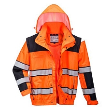 Reflexní nepromokavá bunda Bomber Classic Hi-Vis, oranžová/černá, vel. L