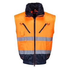 Reflexní nepromokavá bunda Hi-Vis 3v1, oranžová/modrá, vel. S