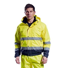 Reflexní nepromokavá bunda bomber Hi-Vis, žlutá/modrá, vel. XS