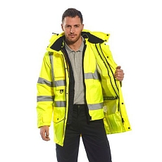Reflexní nepromokavá bunda Traffic Hi-Vis 7v1, žlutá, vel. XXL