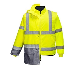 Reflexní nepromokavá bunda Executive Hi-Vis 5v1, žlutá/šedá, vel. L