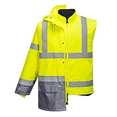Reflexní nepromokavá bunda Executive Hi-Vis 5v1, žlutá/šedá, vel. L