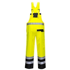 Reflexní kalhoty Water Hi-Vis s laclem, černé/žluté, vel. L