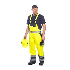 Reflexní kalhoty Beno Hi-Vis s laclem, žluté, vel. L