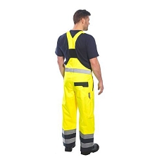 Reflexní kalhoty Beno Hi-Vis s laclem, žluté, vel. L
