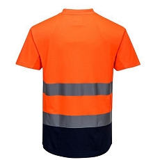 Reflexní tričko s krátkým rukávem Hi-Vis, oranžové/modré, vel. S