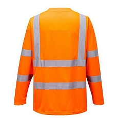 Reflexní tričko s dlouhým rukávem Plus Hi-Vis, oranžové, vel. XXL