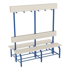 Lavice Aneta s věšákovou stěnou, oboustranná, 150 cm, modrá