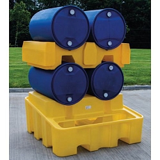 Plastový stojan na sudy 220 l se záchytnou vanou, 2 sudy, kapacita 450 l