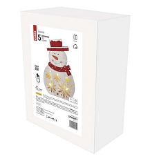 LED vánoční sněhulák dřevěný, 30 cm, 2xAA, vnitřní, teplá bílá, časovač