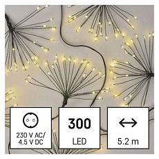 LED světelný řetěz - svítící trsy, nano, 5,2 m, vnitřní, teplá bílá, časovač