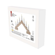 LED svícen dřevěný, 29 cm, 2xAA, vnitřní, teplá bílá, časovač