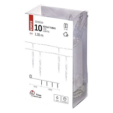 LED vánoční girlanda - 10x rampouch, 1,35 m, 2xAA, vnitřní, studená bílá, časovač