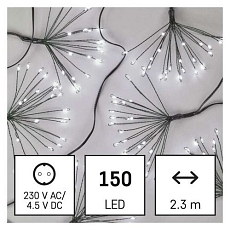 LED světelný řetěz - svítící trsy, nano, 2,35 m, vnitřní, studená bílá, časovač