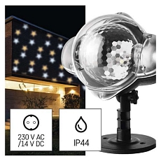 LED dekorativní projektor - hvězdičky, venkovní i vnitřní, teplá/studená bílá
