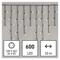 LED vánoční rampouchy, 10 m, venkovní i vnitřní, teplá bílá, programy