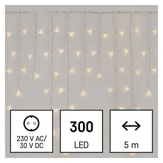LED vánoční rampouchy, 5 m, venkovní i vnitřní, teplá bílá, ovladač, programy, časovač