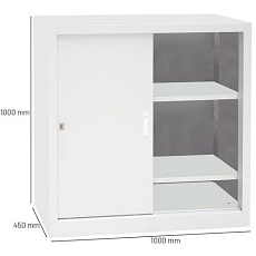 Kovová dílenská skříň, 100 x 100 x 45 cm, šedá/modrá - Manutan Expert