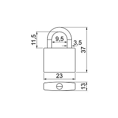 Hliníkový visací zámek s plastovým krytem, modrý