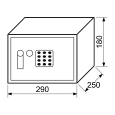 Nábytkový trezor s elektronickým zámkem, číselnou klávesnicí a páčkou k otevření, 180 x 290 x 250 mm