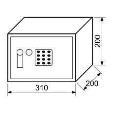 Nábytkový trezor s elektronickým zámkem, číselnou klávesnicí a páčkou k otevření, 200 x 310 x 200 mm