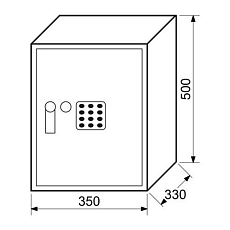Nábytkový trezor s elektronickým zámkem, číselnou klávesnicí a páčkou k otevření, 500 x 350 x 330 mm