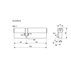 Bezpečnostní vložka EuroSecure, 40/65 mm, nikl