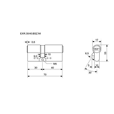 Bezpečnostní vložka EuroXStar s prostupovou vložkou, 30/40 mm, nikl