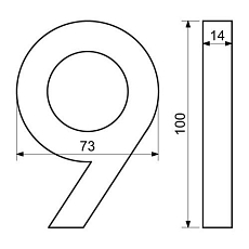 Hliníkové číslo v 3D provedení s broušeným povrchem, znak 